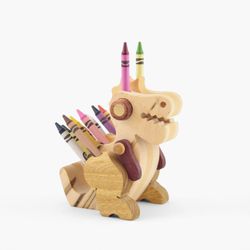 Porte-crayons en bois bébé dinosaure