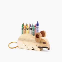 Porte-crayons en bois, souris