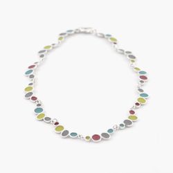Collier argent femme bulles colorées