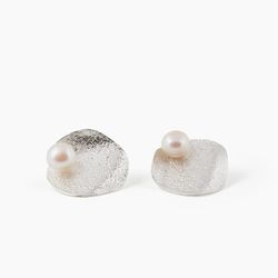 Grandes boucles d'oreilles argent texture perle rose