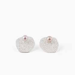 Boucles d'oreilles argent texture perle rose