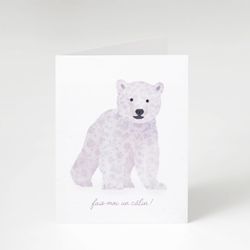 Carte de souhait amour et amitié ours  "Fais-moi un câlin"