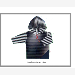 Chandail matelot unisexe manche longue marine et blanc (5801)