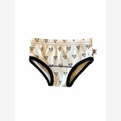 Culotte fille ivoire coeurs noirs