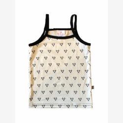 Camisoles bretelles spaghetti ivoire coeurs noirs