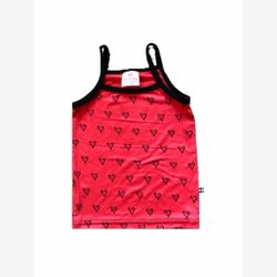 Camisoles bretelles spaghetti corail coeurs noirs