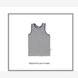 Camisole garçon rayure étroite grise et blanche (0701re)