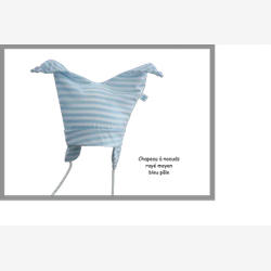 Chapeau avec petits noeuds coton rayé moyen bleu et blanc (CN5201rm)