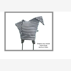 Chapeau avec petits noeuds coton rayé large marine et blanc (CN5801rl)