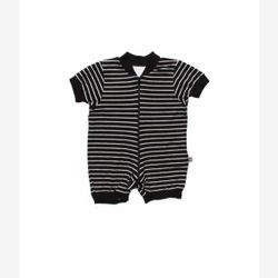 Pyjama court 1 pièce bambou rayé moyen noir (0102rm)