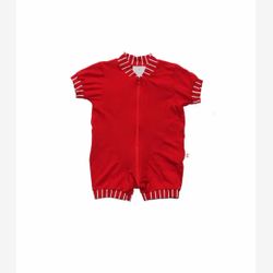 Pyjama court 1 pièce bambou  rouge (05)