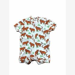 Pyjama court 1 pièce coton organique tigres