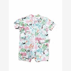 Pyjama court 1 pièce coton organique arbres rose