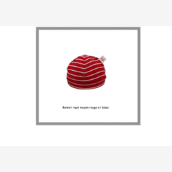 Bonnet rayé moyen rouge et blanc  (0501rm)