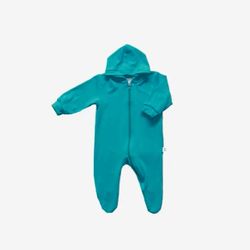 Pyjama 1 pièce avec capuchon bambou turquoise (74)