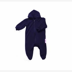 Pyjama 1 pièce avec capuchon bambou marine (58)