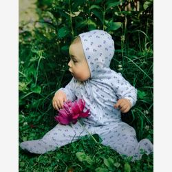 Pyjama 1 pièce avec capuchon bambou blanc à ancres de bateaux marines