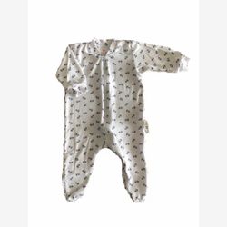 Pyjama 1 pièce  bambou blanc à ancres de bateaux marines