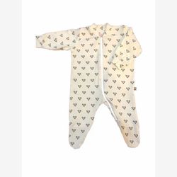 Pyjama 1 pièce  bambou blanc et coeurs noirs