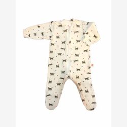 Pyjama 1 pièce coton organique blanc et chats gris