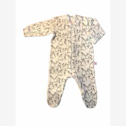 Pyjama 1 pièce coton organique blanc et lapins rose