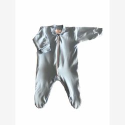 Pyjama 1 pièce bambou avec capuchon bleu pâle (52)
