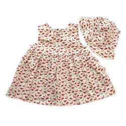 Robe en coton avec découpe au dos blanche poissons rouges