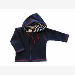 Chandail kangourou en COTON OUATÉ marine avec fermoir