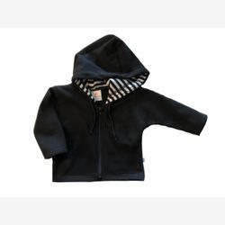 Chandail kangourou en COTON OUATÉ noir avec fermoir