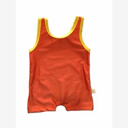 Maillot de bain pour bébé poseidon orange et garniture jaune
