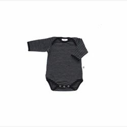 Cache-couche manche longue rayé étroit noir et gris chiné (0250re)