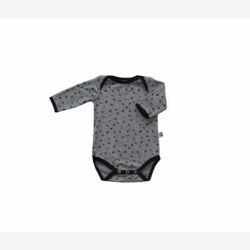 Cache-couche manche longue  gris chiné et oiseaux noirs (5002oi)