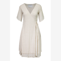Saharah - Robe portefeuille en lin beige