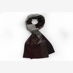 Foulard patchwork géométrique - Gris charbon et bourgogne