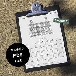 FAÇADES PLEX / Calendrier 2021 - PDF numérique 8.5x11 - Télécharge-le, imprime-le et utilise-le "tusuite"! - 7 thèmes disponibles!!