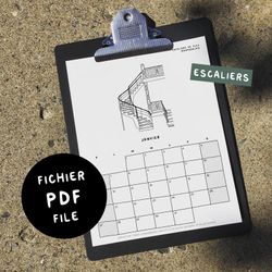 ESCALIERS PLEX / Calendrier 2021 - PDF numérique 8.5x11 - Télécharge-le, imprime-le et utilise-le "tusuite"! - 7 thèmes disponibles!!