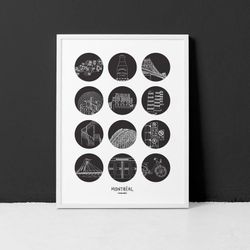Montreal / Affiche 18x24" / Focus sur le côté urbain de la ville de Montréal (cadre non inclus)