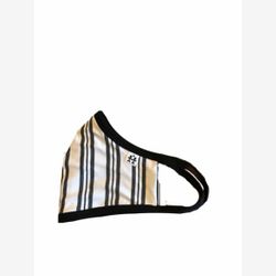 Masque blanc rayé gris et noir  3 ÉPAISSEURS