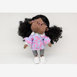 ZAZA Poupée en tissu fait main, Poupée textile