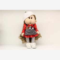 ZAZA Poupée en tissu fait main, Poupée textile