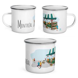 Tasse en émail, illustration Montréal au Québec